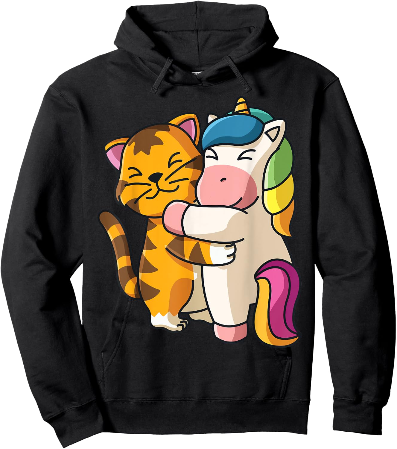 Tiger and Unicorn Cute Zoo Animals Hugging Hoodie - Hoodie | Black