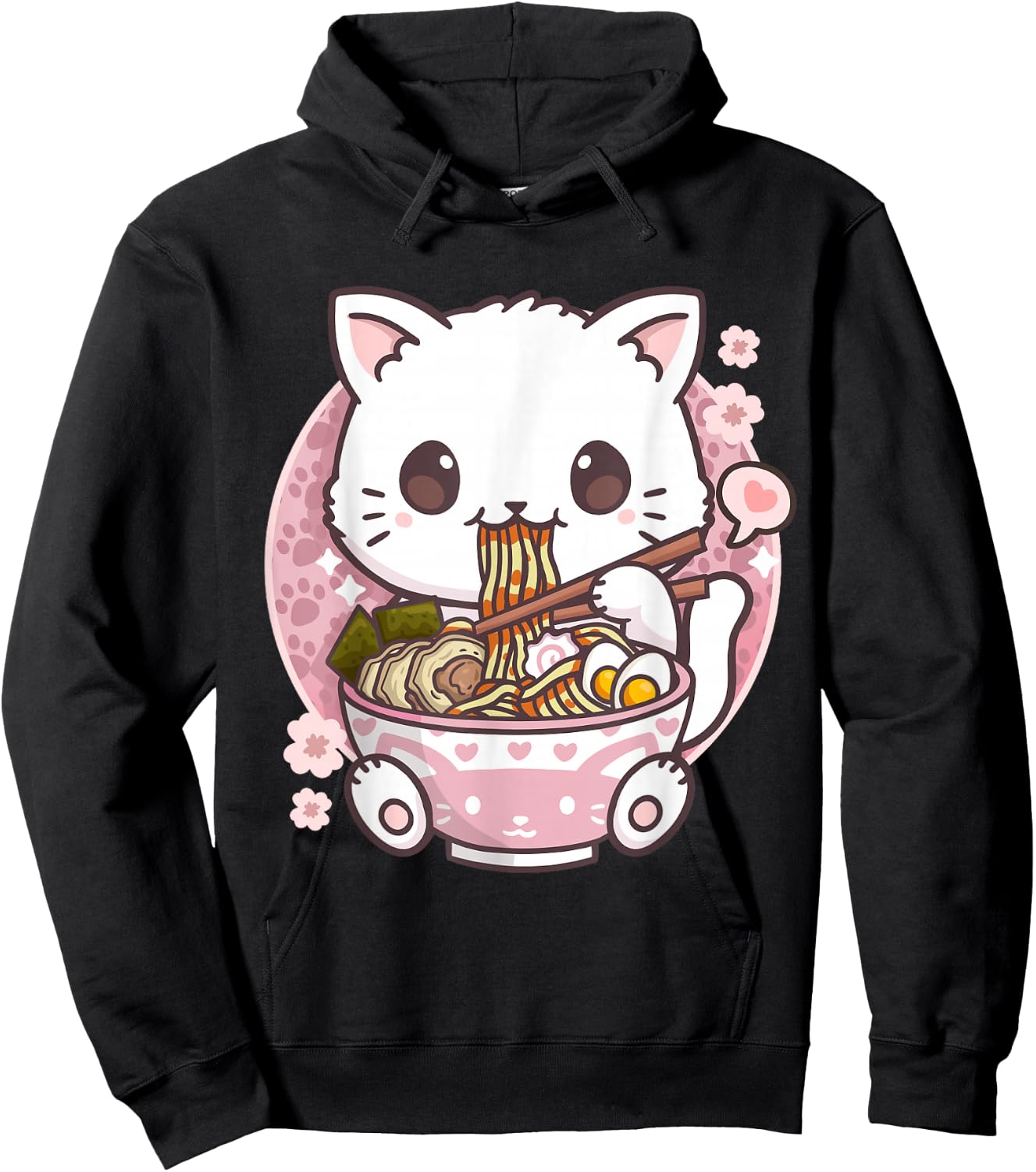 Kawaii Anime Shirts Ramen Cat Kawaii Anime Ramen Cat Cat Lovers Kawaii Neko , Black Hoodie - Hoodie | Black