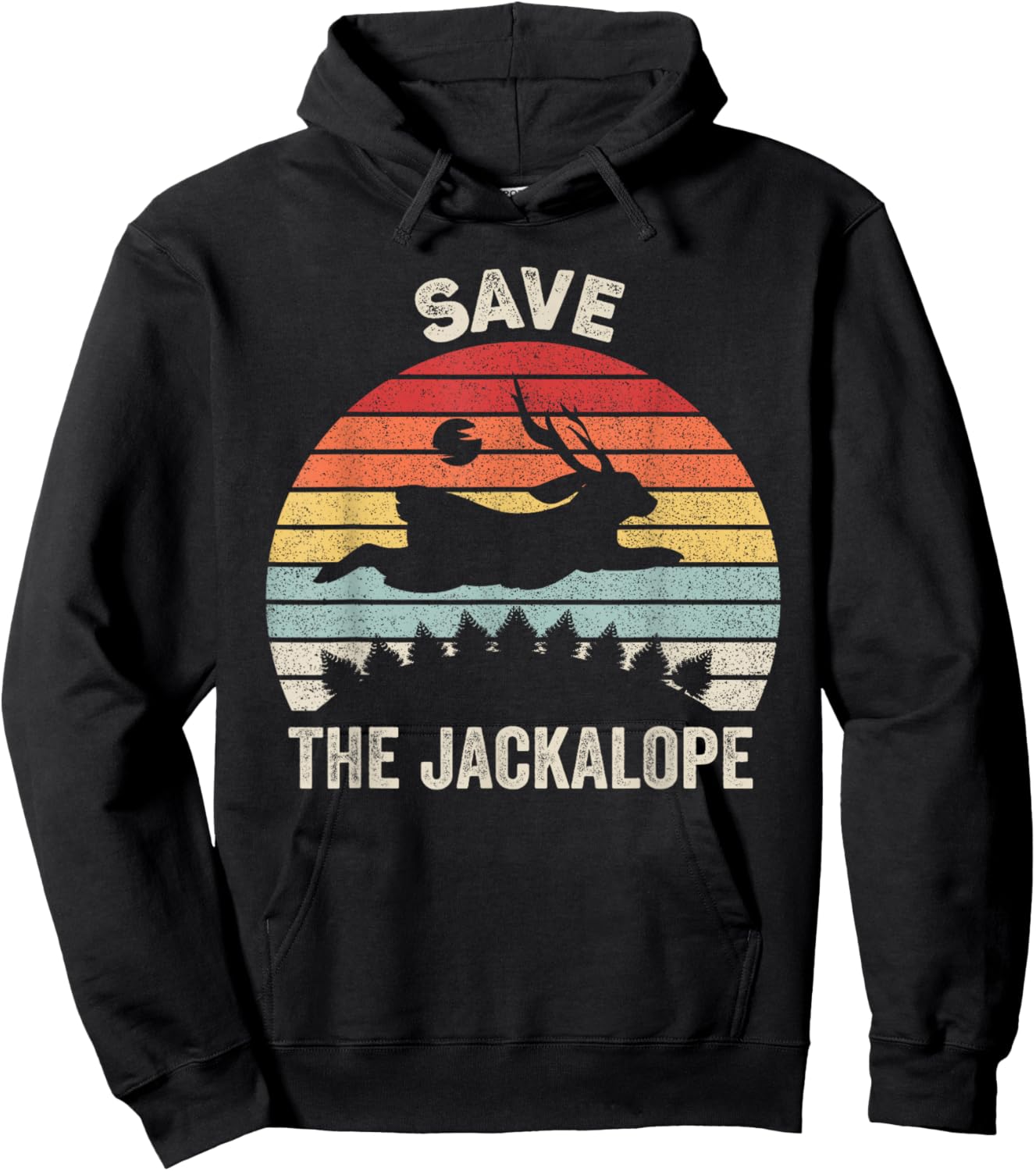 Retro Save The Jackalope Shirt Animal Lover Gift Vintage Hoodie - Hoodie | Black