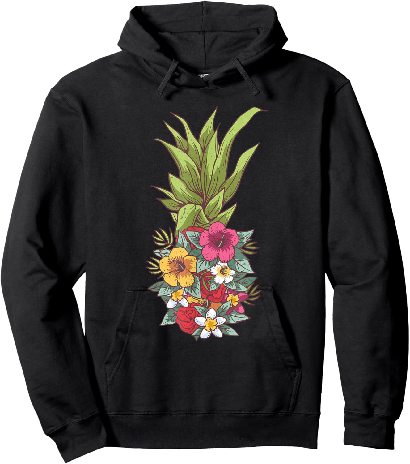 Pineapple Flower Aloha Hawaii Trendy Vintage Women Gift Hoodie - Hoodie | Black