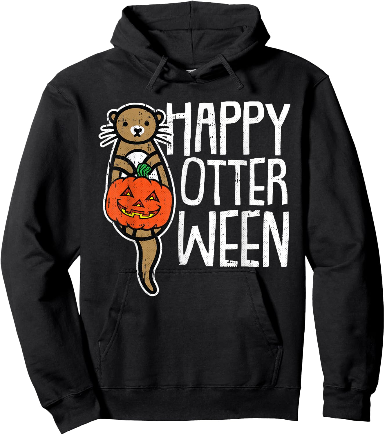 Happy Otter-Ween Lazy Halloween Costume Funny Animal Pun Hoodie - Hoodie | Black