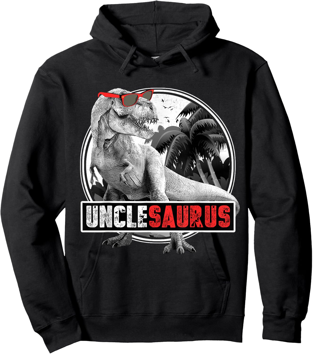 Dinosaur Family Dinosaurier - Men's Unclesaurus T-Rex Dinosaur Uncle - Black - Small - Short Sleeve - Cotton 60%, Polyester 40% Hoodie - Hoodie | Black