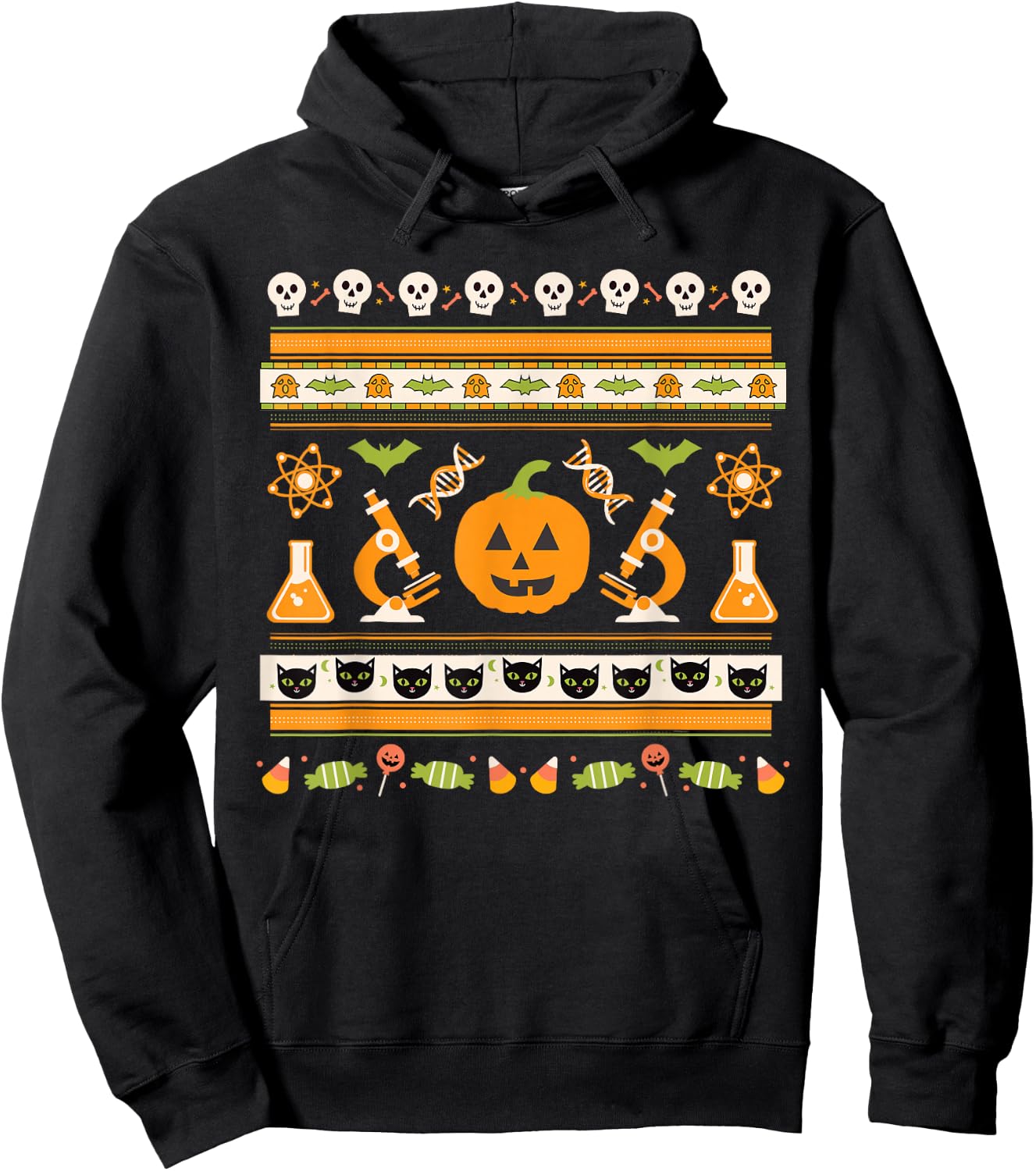 Science Laboratory Halloween Ugly Sweater - Geek, Nerd, STEM Hoodie - Hoodie | Black