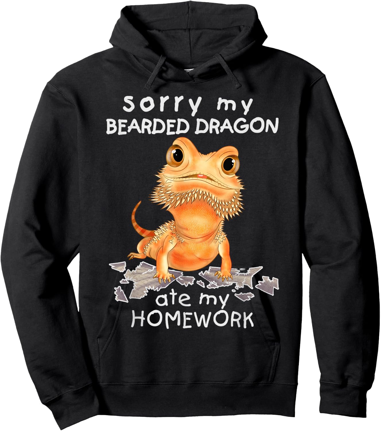 Funny Bearded Dragon Cute Lizard Beardie Ate My Homework Hoodie - Hoodie | Black