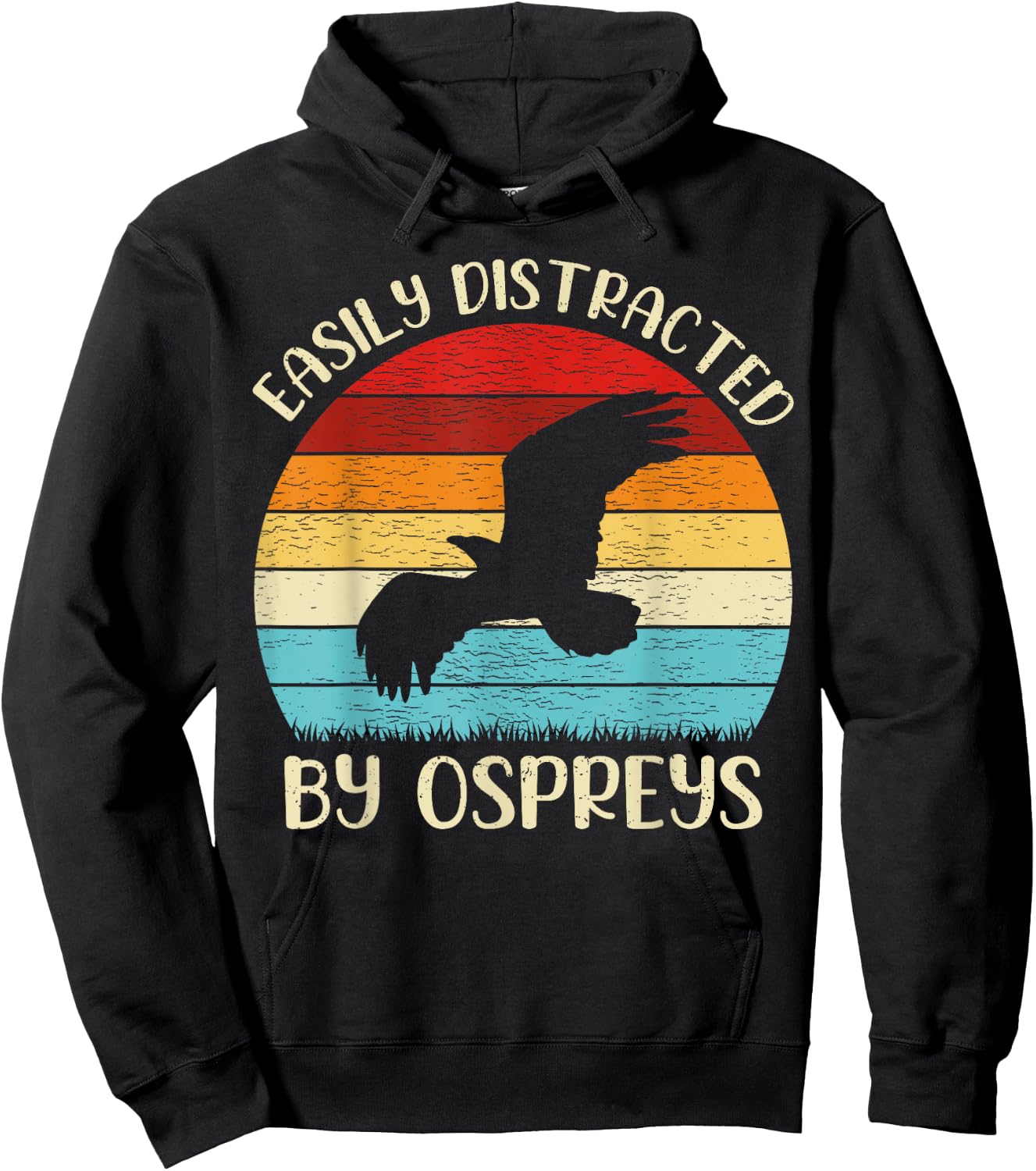 Vintage Osprey Bird Lover Easily Distracted By Ospreys Hoodie - Hoodie | Black