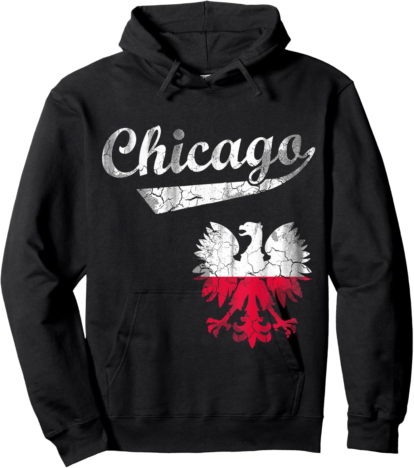 Chicago Polish American Eagle Poland Flag Polska Hoodie - Hoodie | Black