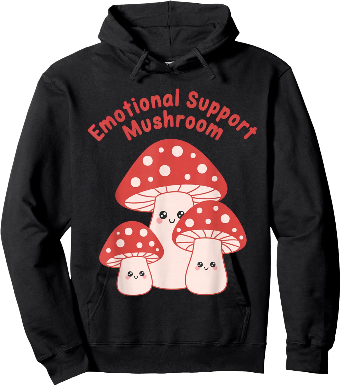 Emotional Support Mushroom Cute Kawaii Fungi Aesthetic Art Hoodie - Hoodie | Black