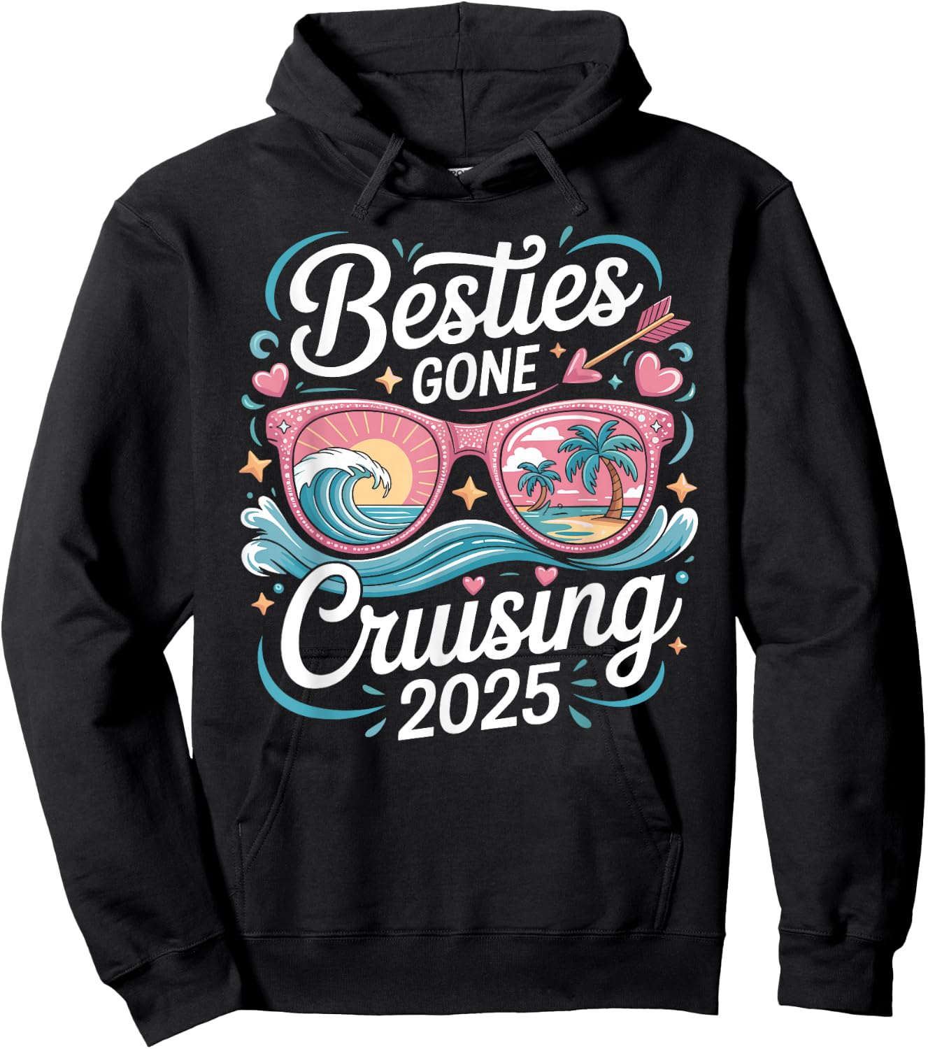 Besties Gone Cruising 2025 Girls Matching Women Cruise Hoodie - Hoodie | Black