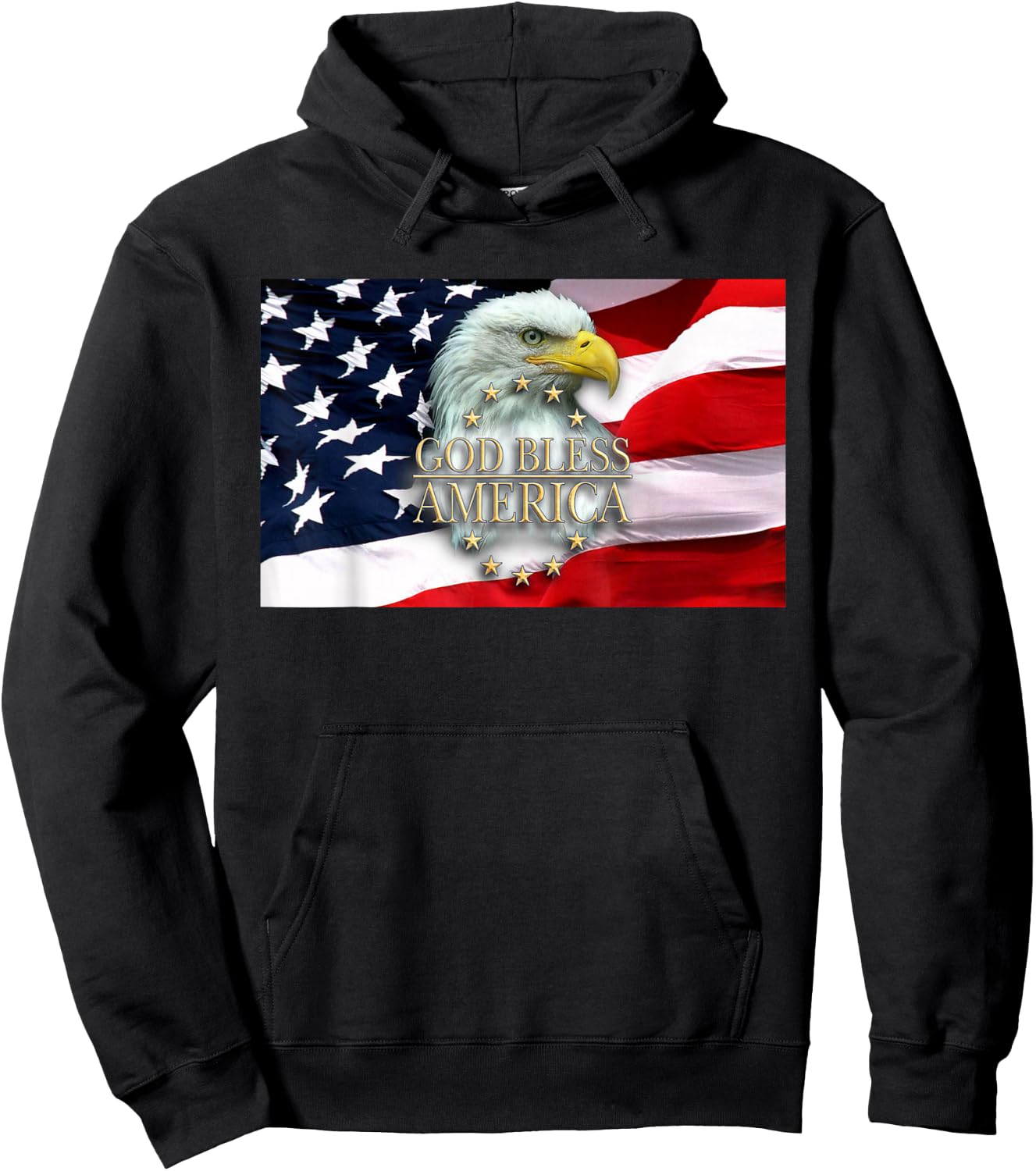 God Bless America Bald Eagle USA American Flag 4th of July Hoodie - Hoodie | Black