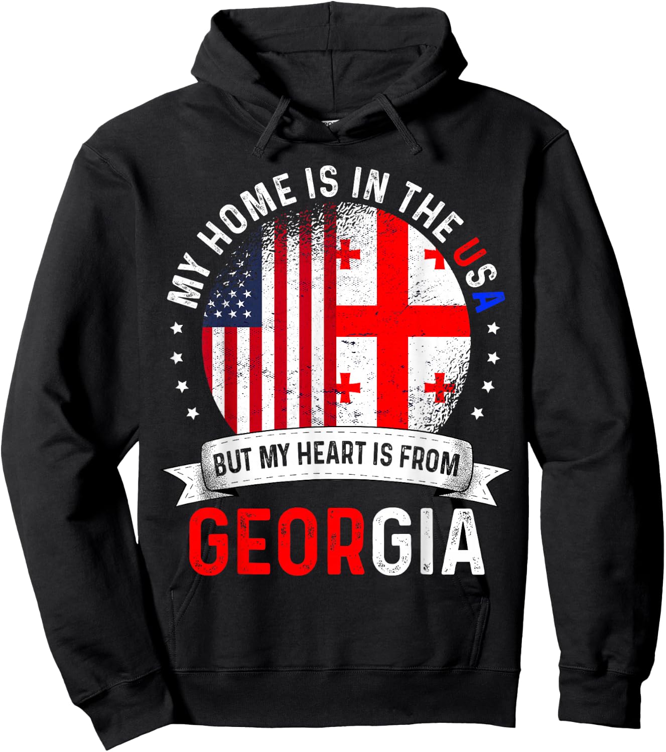 Georgian American Patriot Heart is from Georgia Flag Hoodie - Hoodie | Black