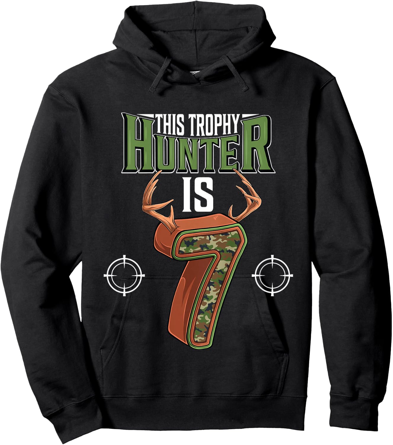 7 Year Old Hunting 7th Birthday Party Deer Hunter Hoodie - Hoodie | Black