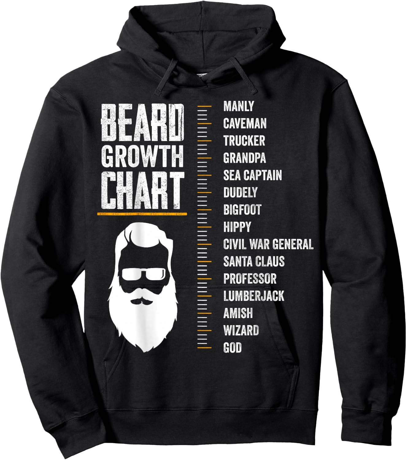Funny Beard Growth Chart Gift Bearded Man Size Measurement Hoodie - Hoodie | Black