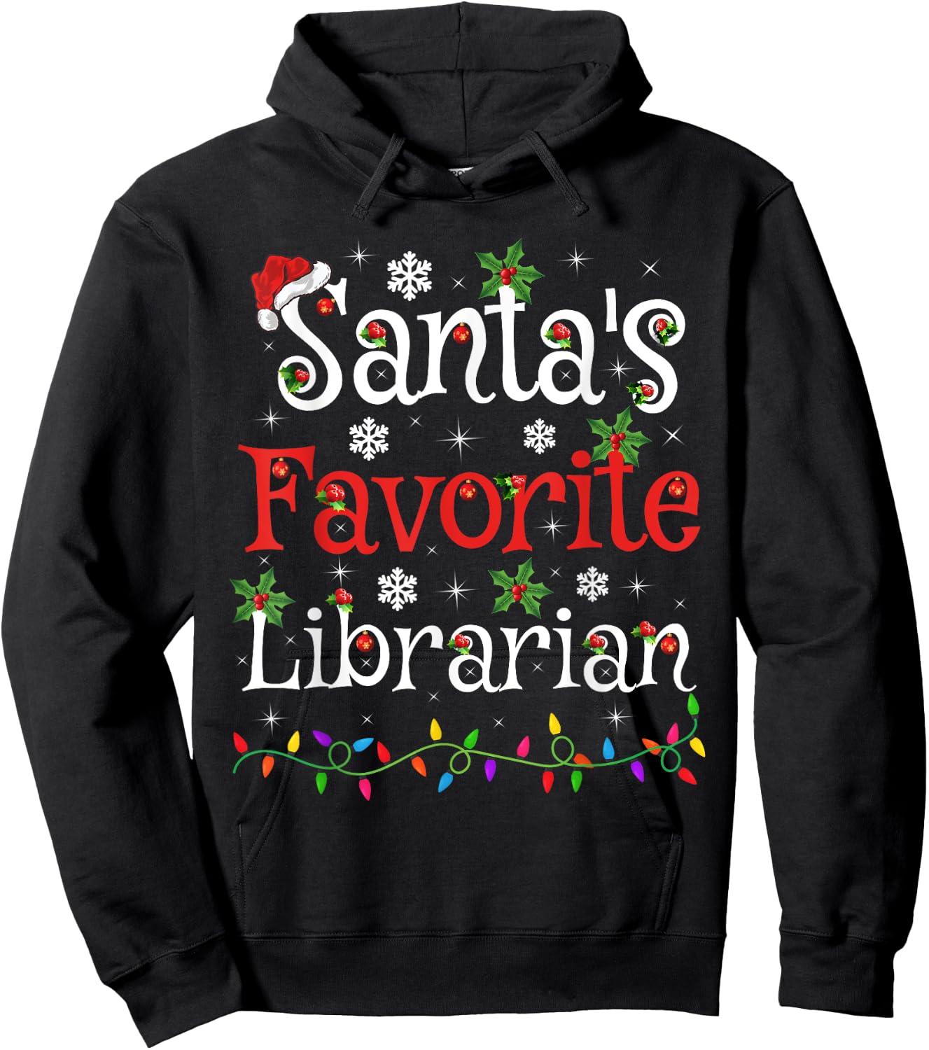 Librarian Xmas Gift Santa's Favorite Librarian Christmas Hoodie - Hoodie | Black