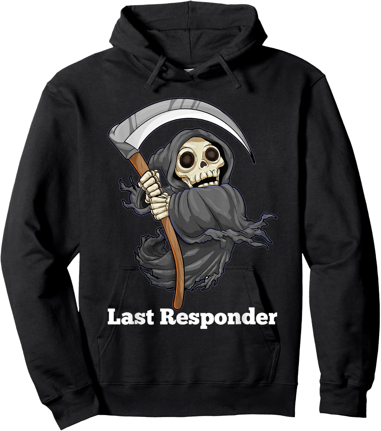 Last Responder Grim Reaper Halloween Angel Of Death Scythe Hoodie - Hoodie | Black