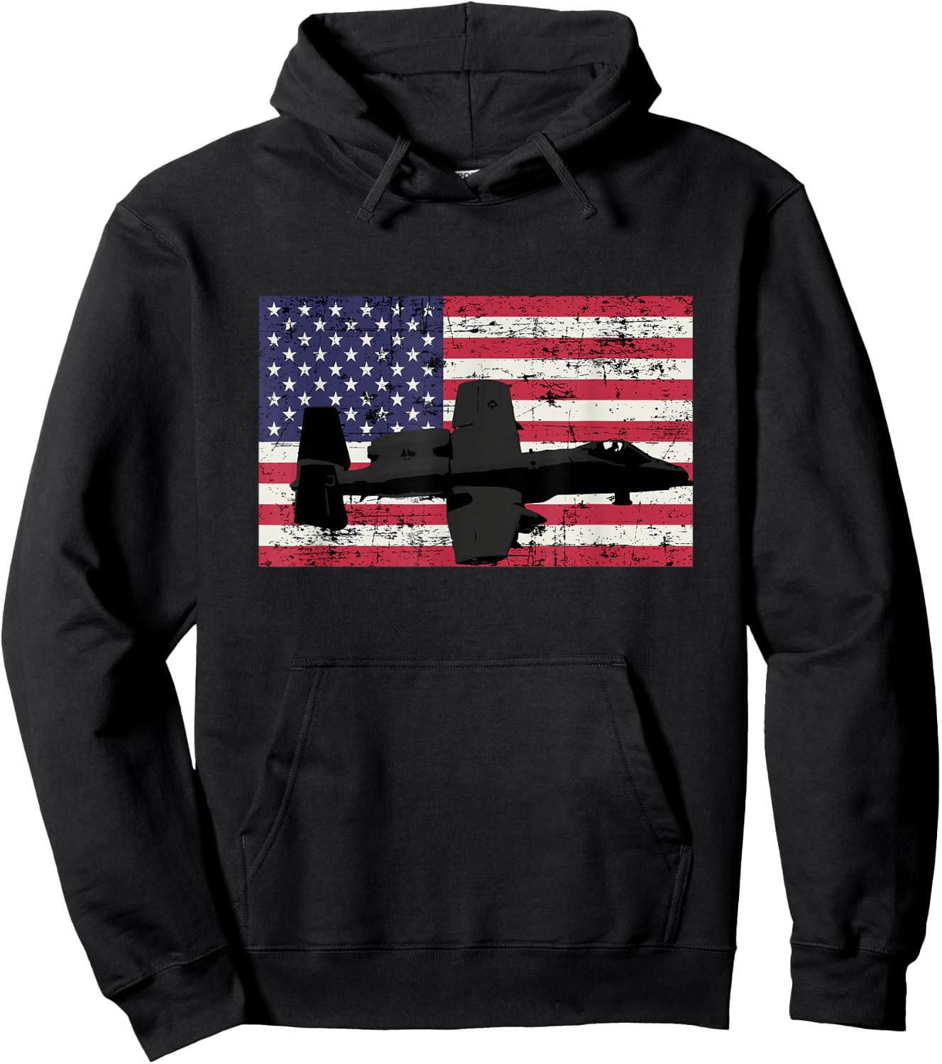 Patriotic A-10 Warthog jet American flag Hoodie - Hoodie | Black
