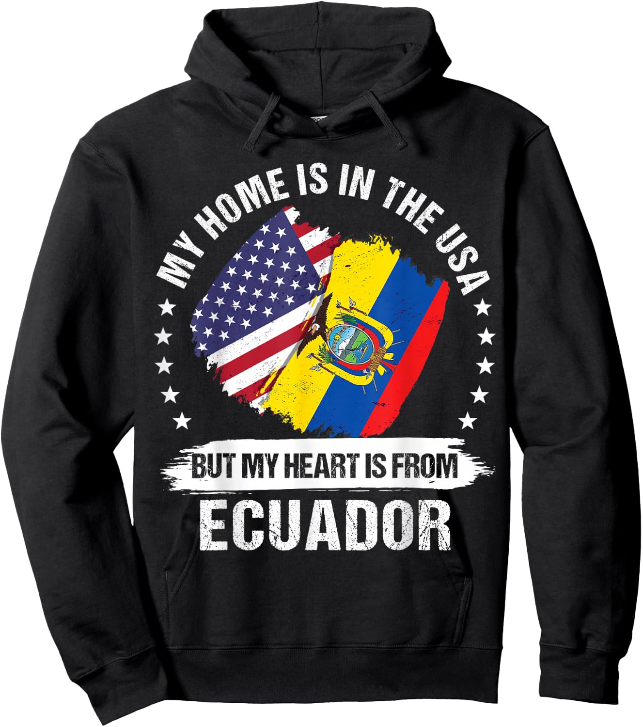 American Patriot Ecuador Flag American Ecuadorian Roots Hoodie - Hoodie | Black