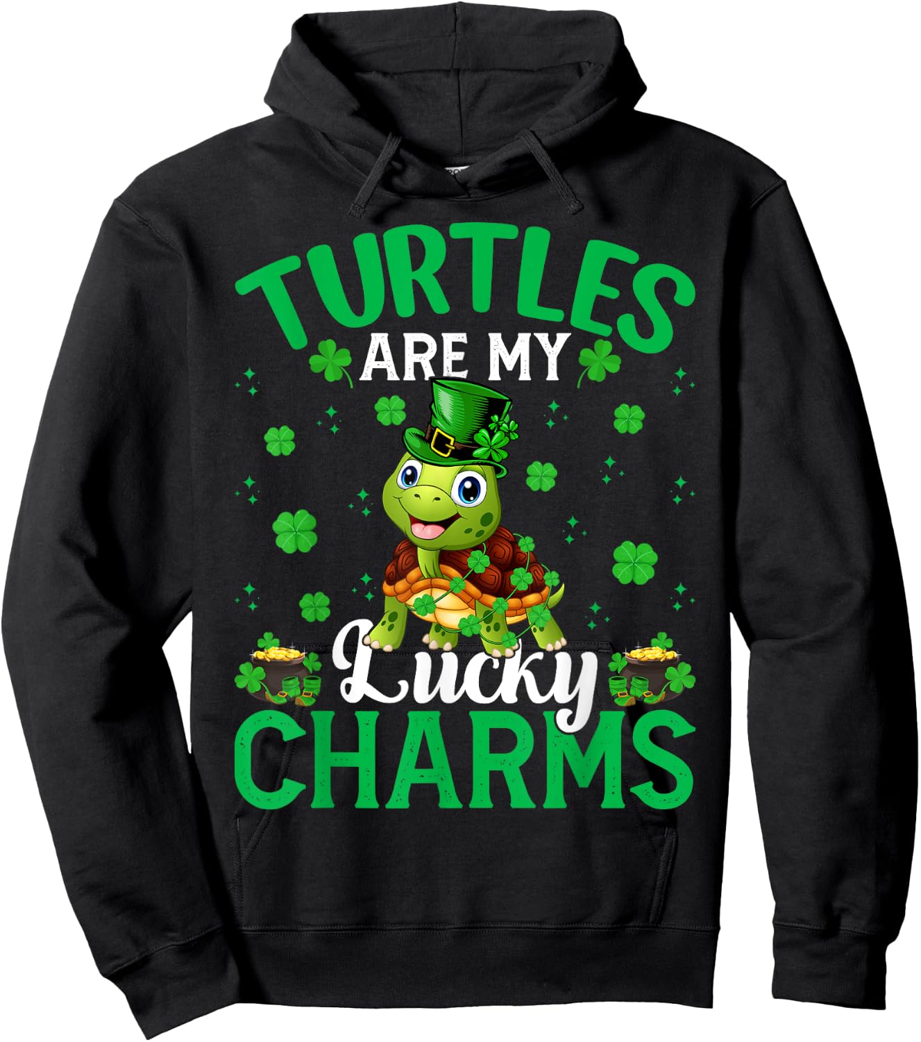 Funny Turtles Are My Lucky Charms Turtle St. Patrick's Day Hoodie - Hoodie | Black