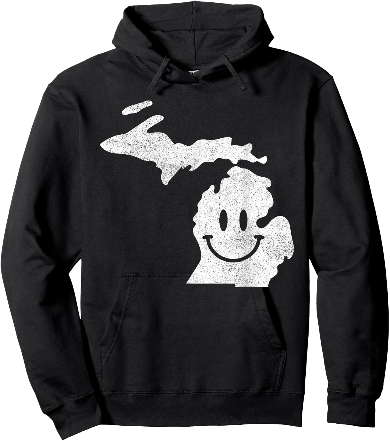 Smiling in MI – Funny Michigan Happy Face Hoodie - Hoodie | Black