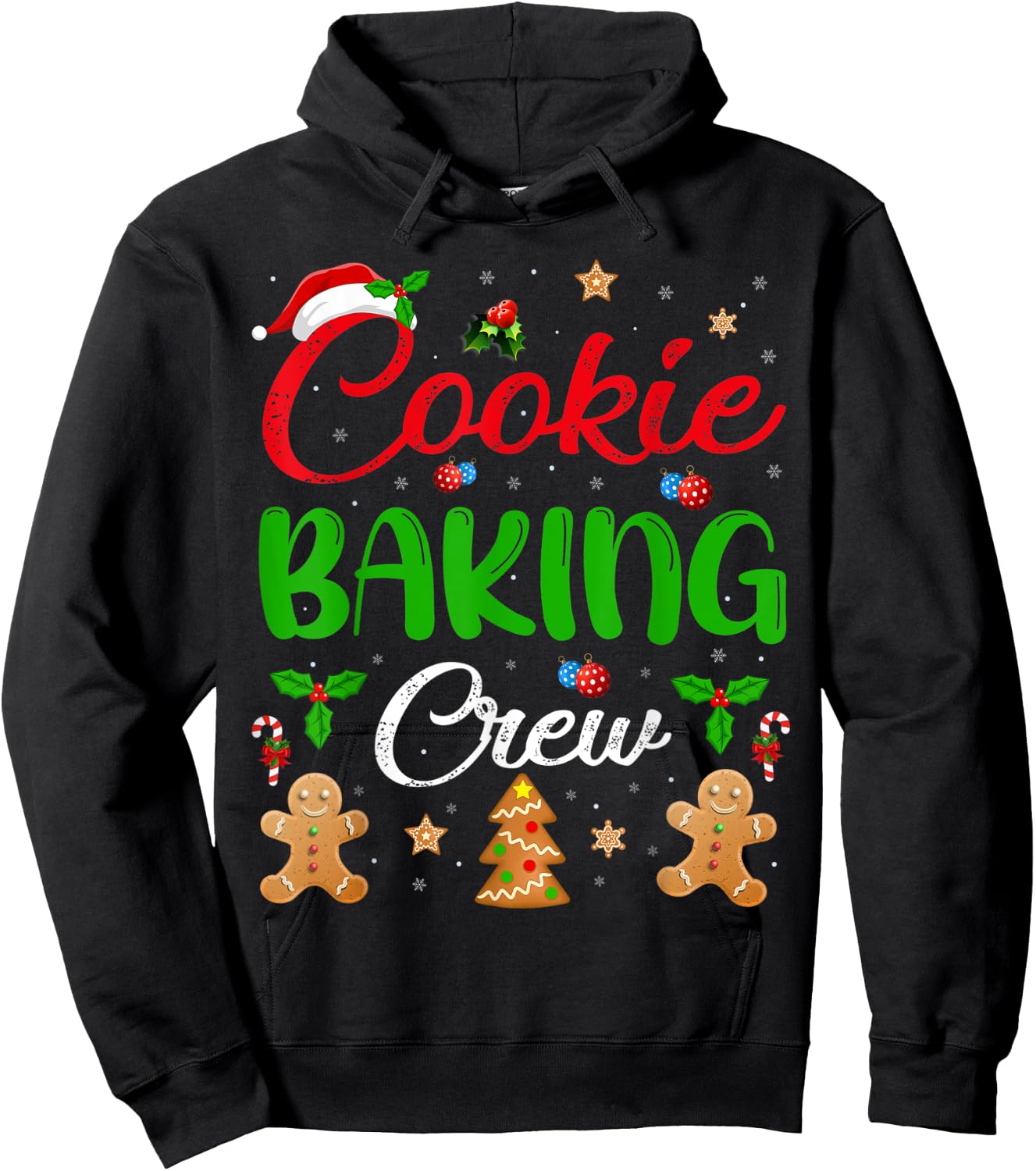 Cooking Lover Xmas Pajama Funny Cookie Baking Crew Christmas Hoodie - Hoodie | Black