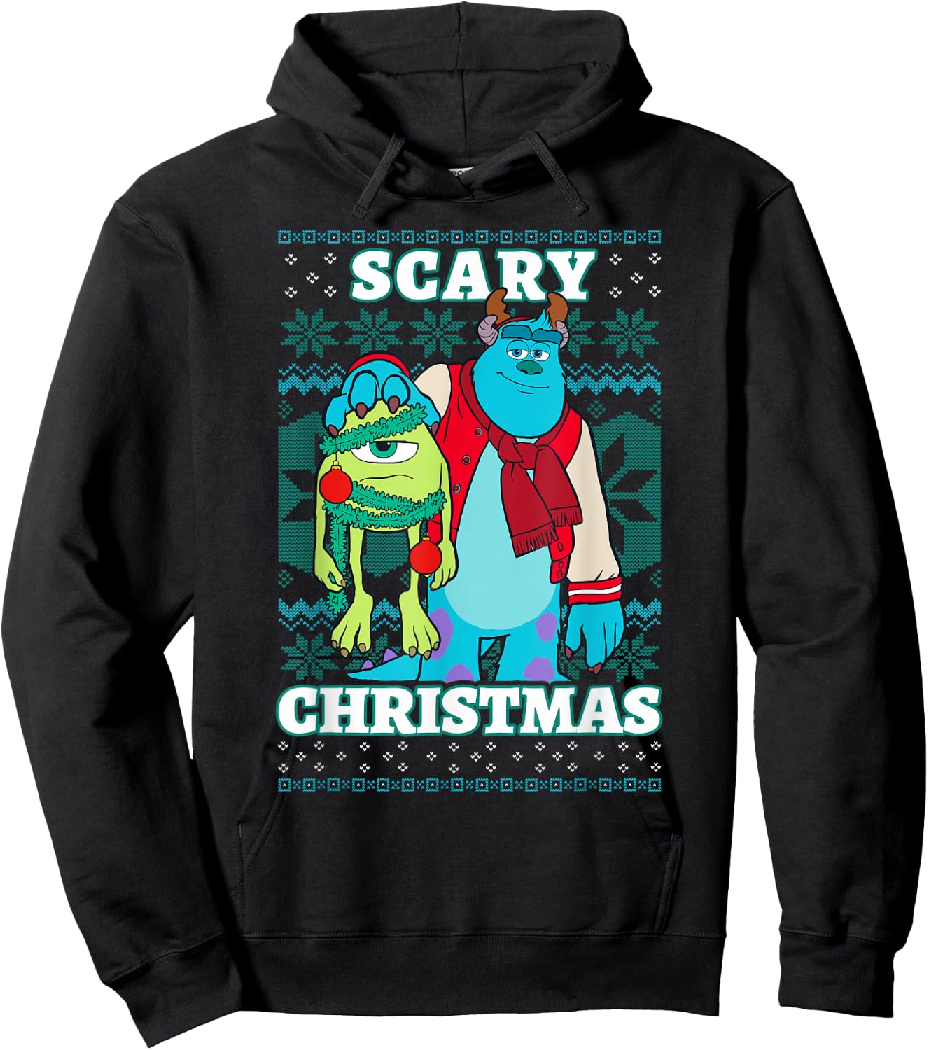 Disney Pixar Monsters Inc. Christmas Scary Ugly Sweater Hoodie - Hoodie | Black