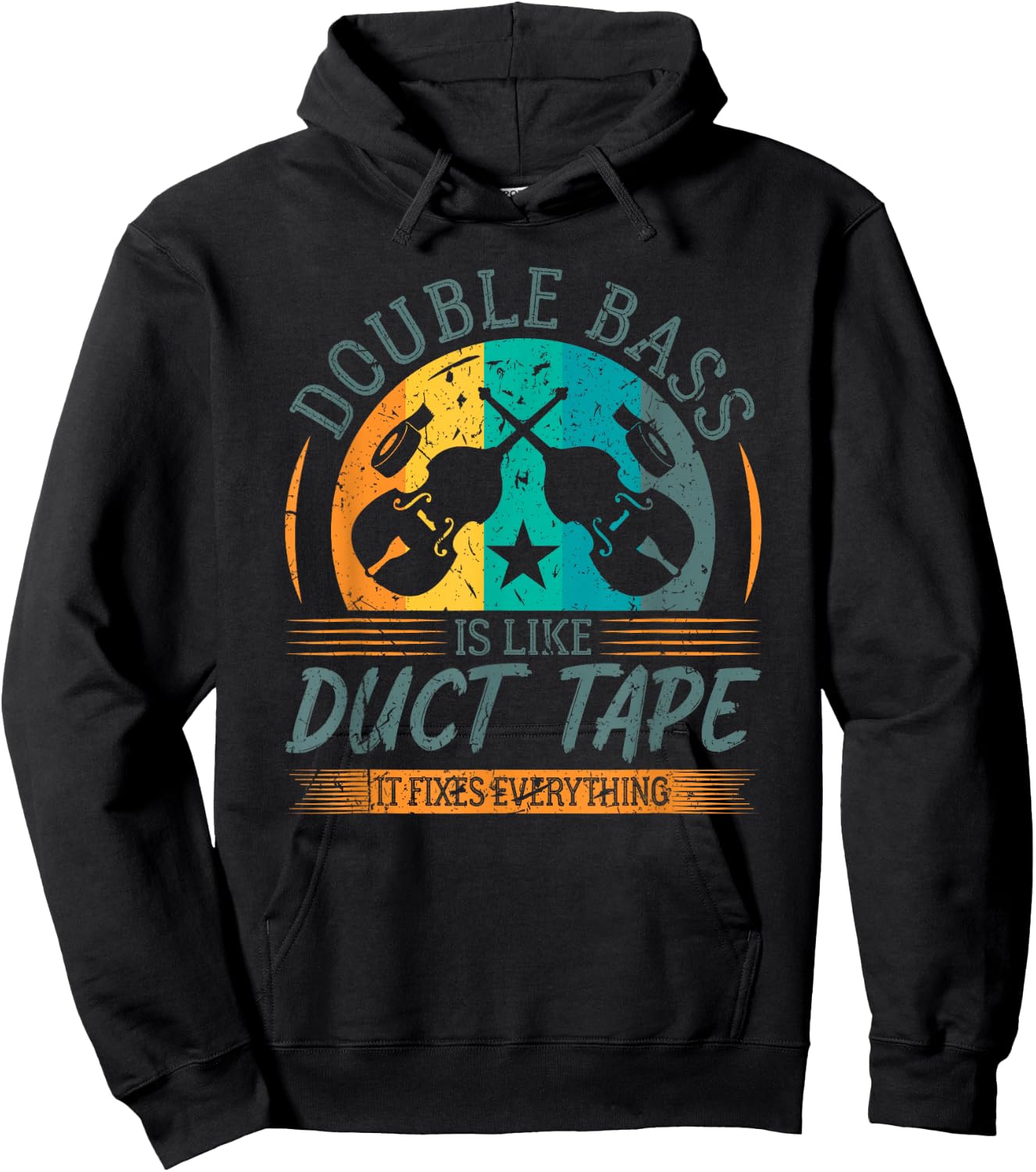 Double Bass is like Duct Tape Upright Bass Contrabass Player Hoodie - Hoodie | Black
