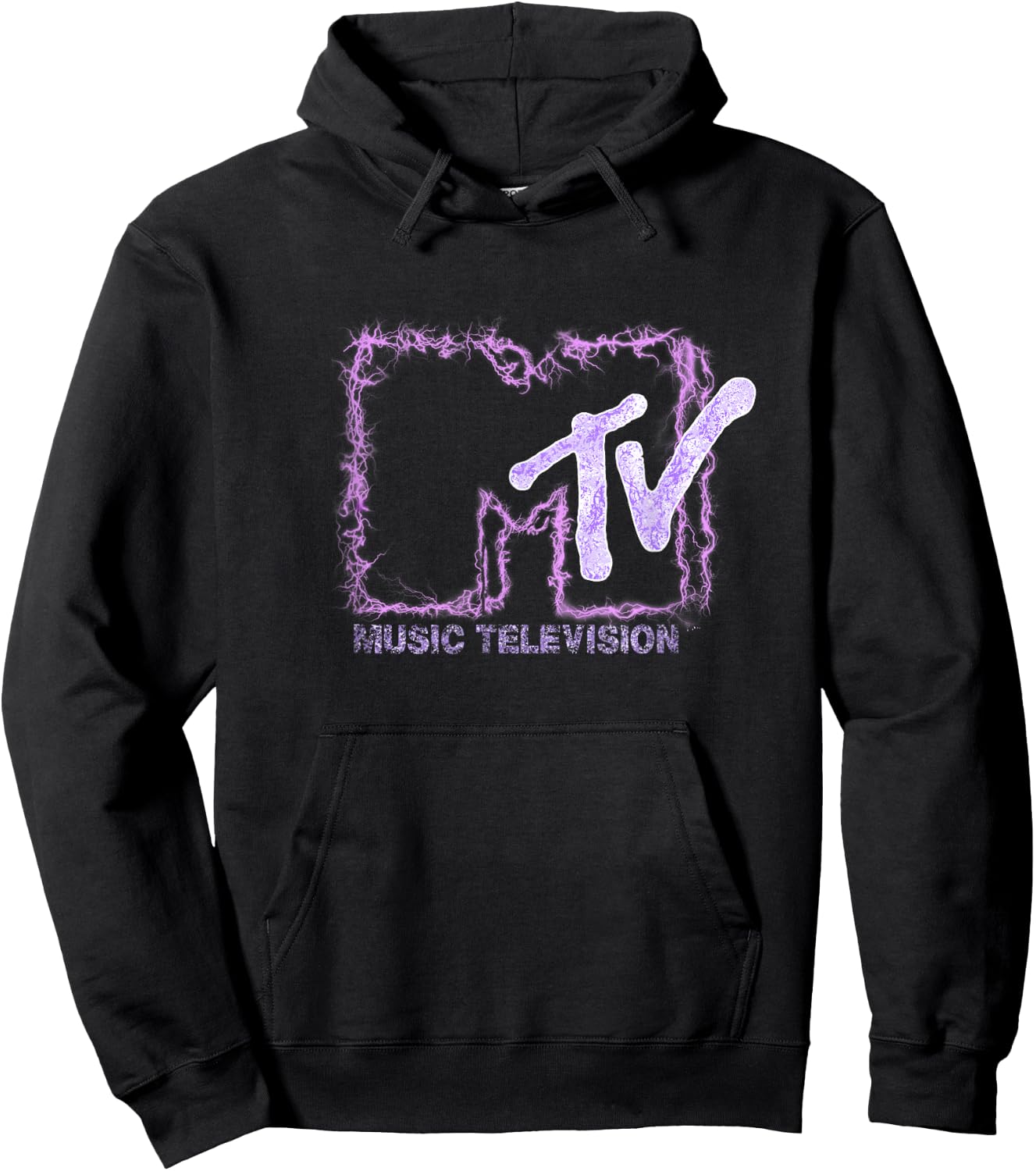Mademark x MTV - The official MTV Logo with purple electric flashes Hoodie - Hoodie | Black