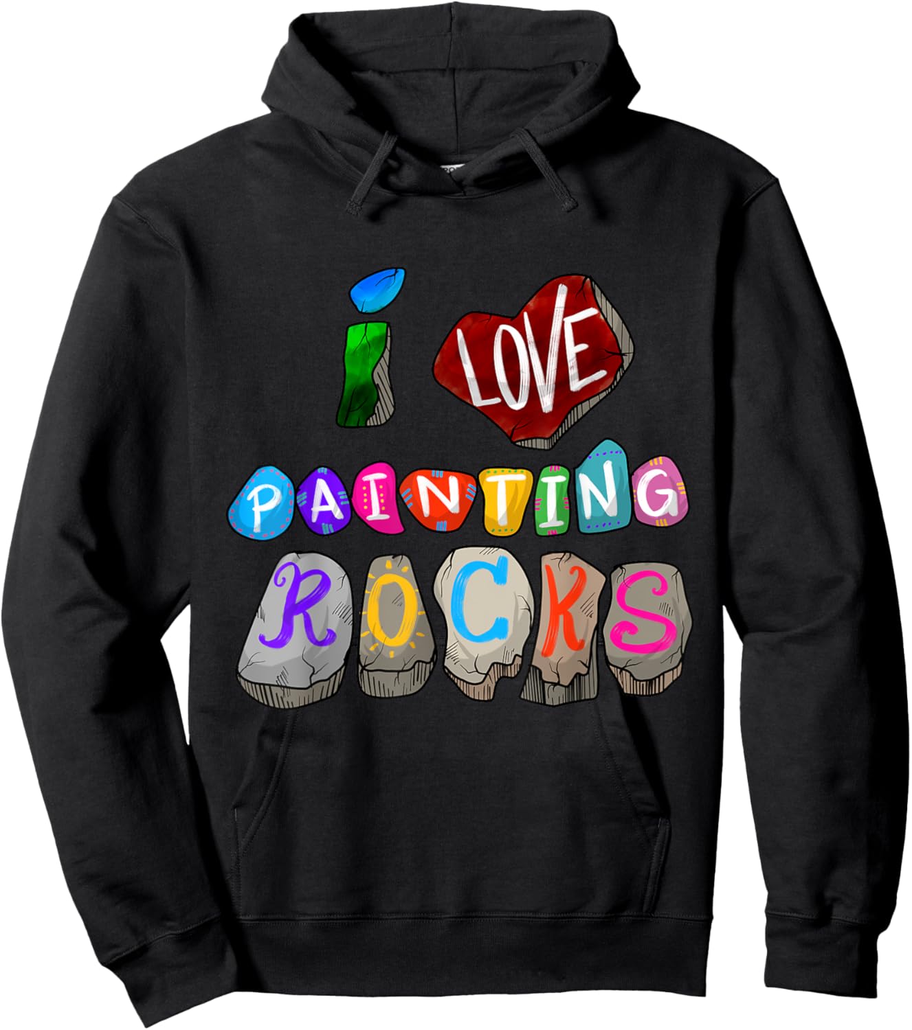 Funny I Love Painting Rocks Gift Cool Painter Men Women Kids Hoodie - Hoodie | Black