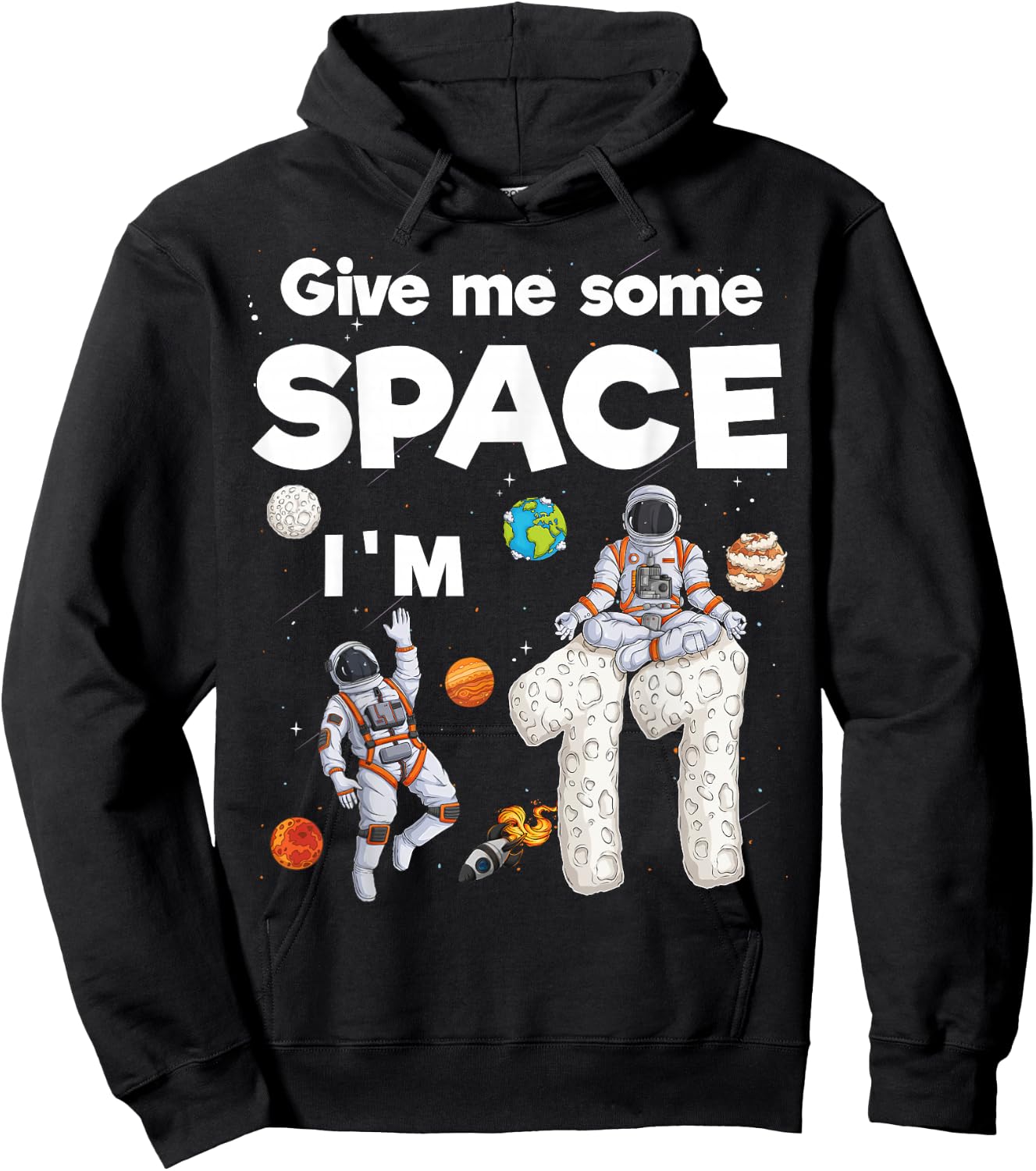 Outer Space Astronaut Planets Eleven Year Old 11th Birthday Hoodie - Hoodie | Black