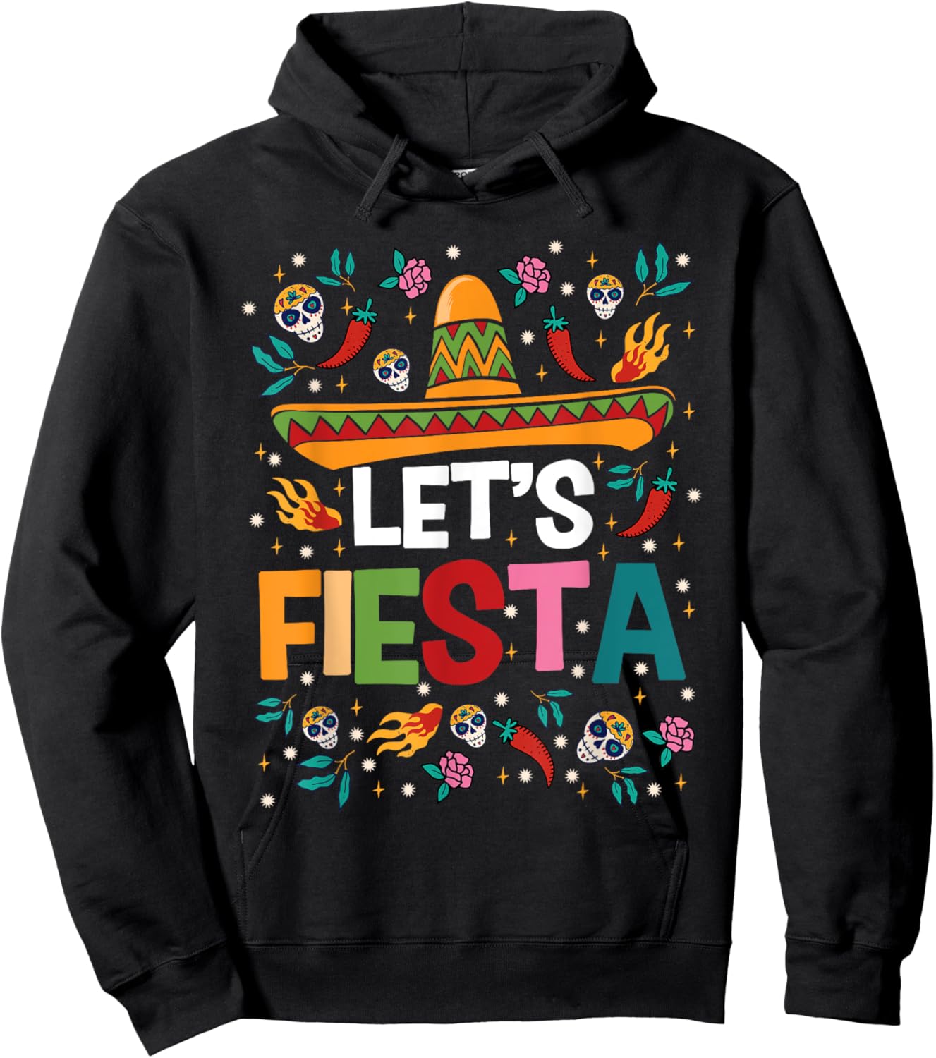 Let's Fiesta Cinco De Mayo Mexican Theme Party Guitar Lover Hoodie - Hoodie | Black