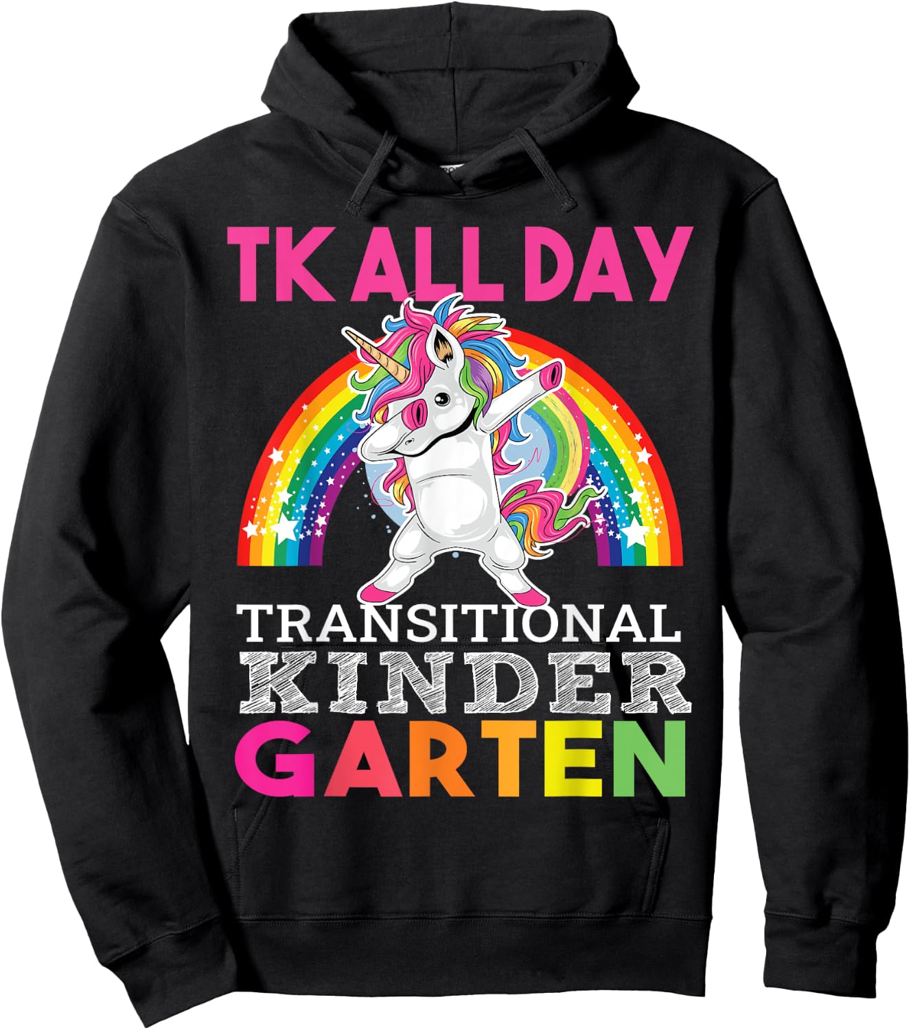 TK All Day Transitional Kindergarten Dabbing Unicorn Hoodie - Hoodie | Black