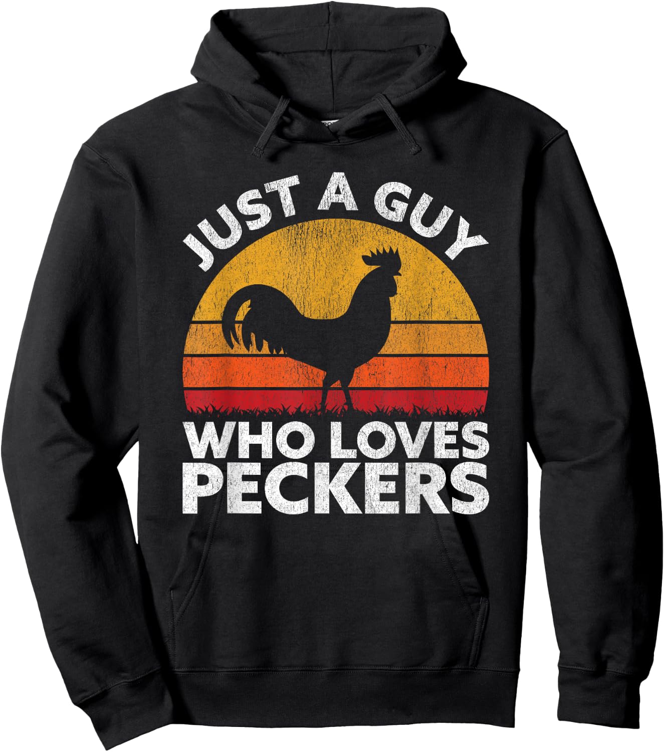 Just A Guy Who Loves Peckers - Funny Chicken Poultry Farmer Hoodie - Hoodie | Black