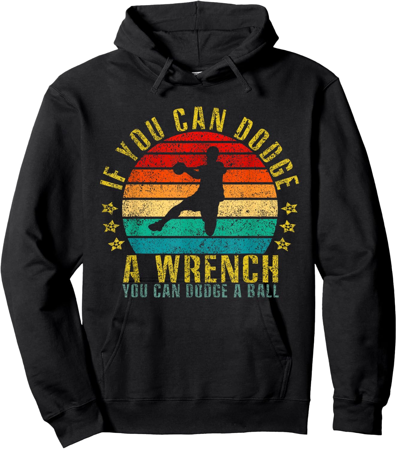 If You Can Dodge A Wrench You Can Dodge A Ball Funny Retro Hoodie - Hoodie | Black
