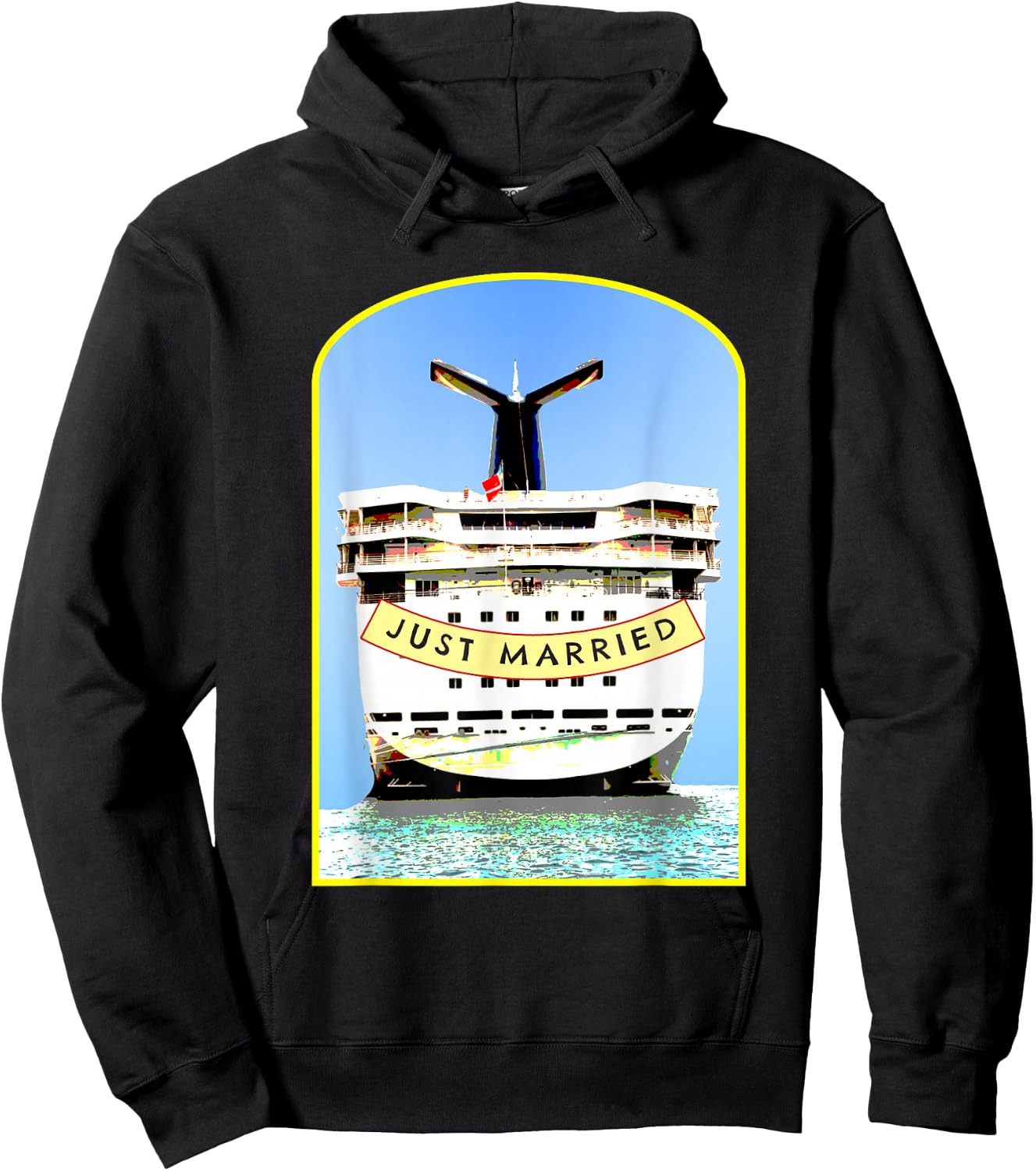 Just Married 2026 Honeymoon Cruise Newlyweds Wife Husband Hoodie - Hoodie | Black
