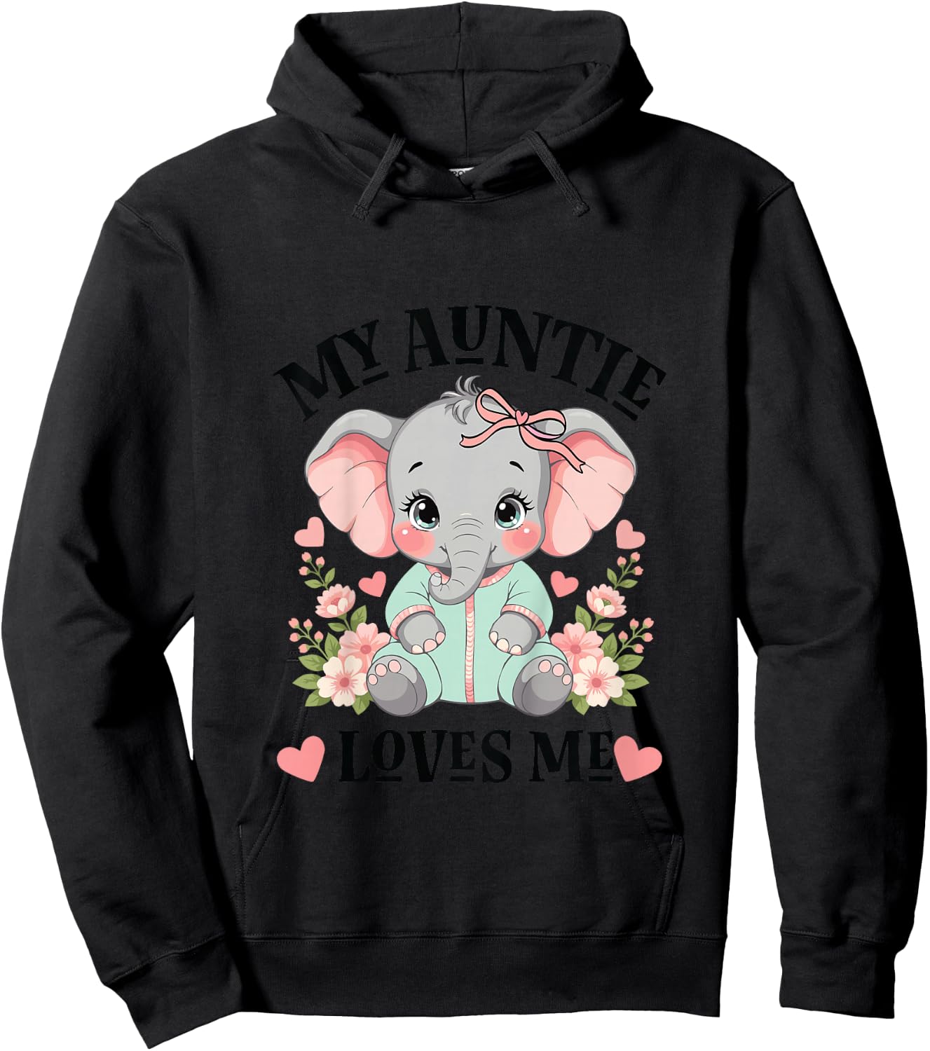My Auntie Loves Me Niece Elephant Hoodie - Hoodie | Black