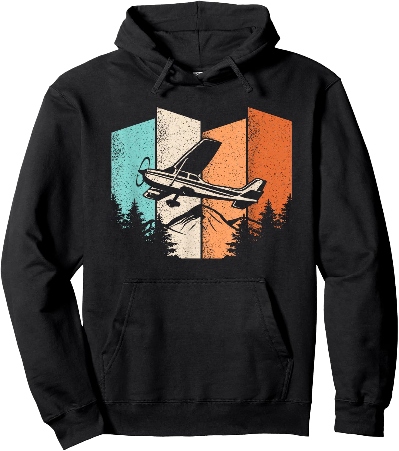 Retro Airplane Vintage Pilot Aviation Fly Plane Men Women Hoodie - Hoodie | Black