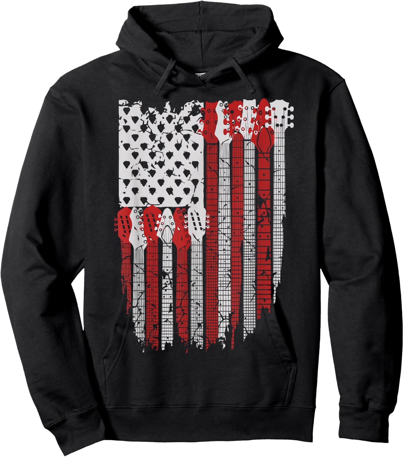 USA American Flag Guitar Musician 4th of July Guitarists Hoodie - Hoodie | Black
