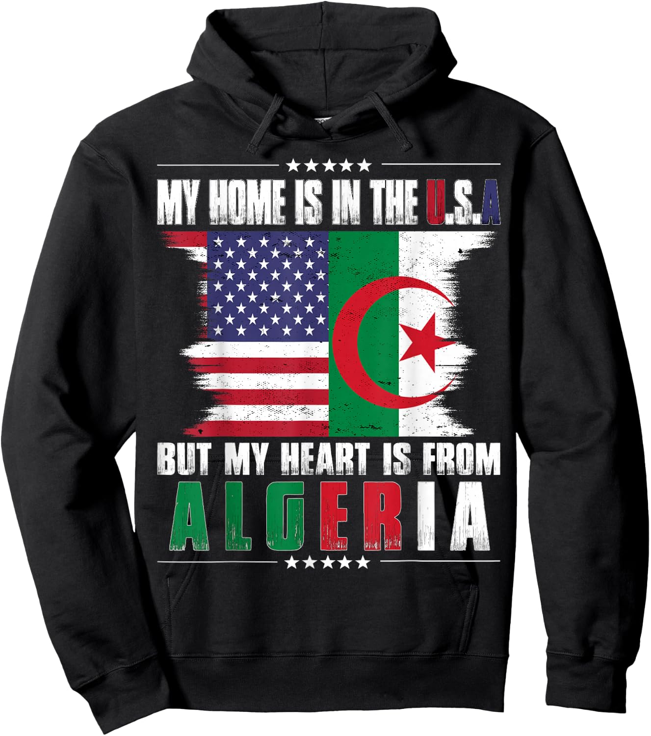 American Grown Patriot Algerian American from Algeria Hoodie - Hoodie | Black