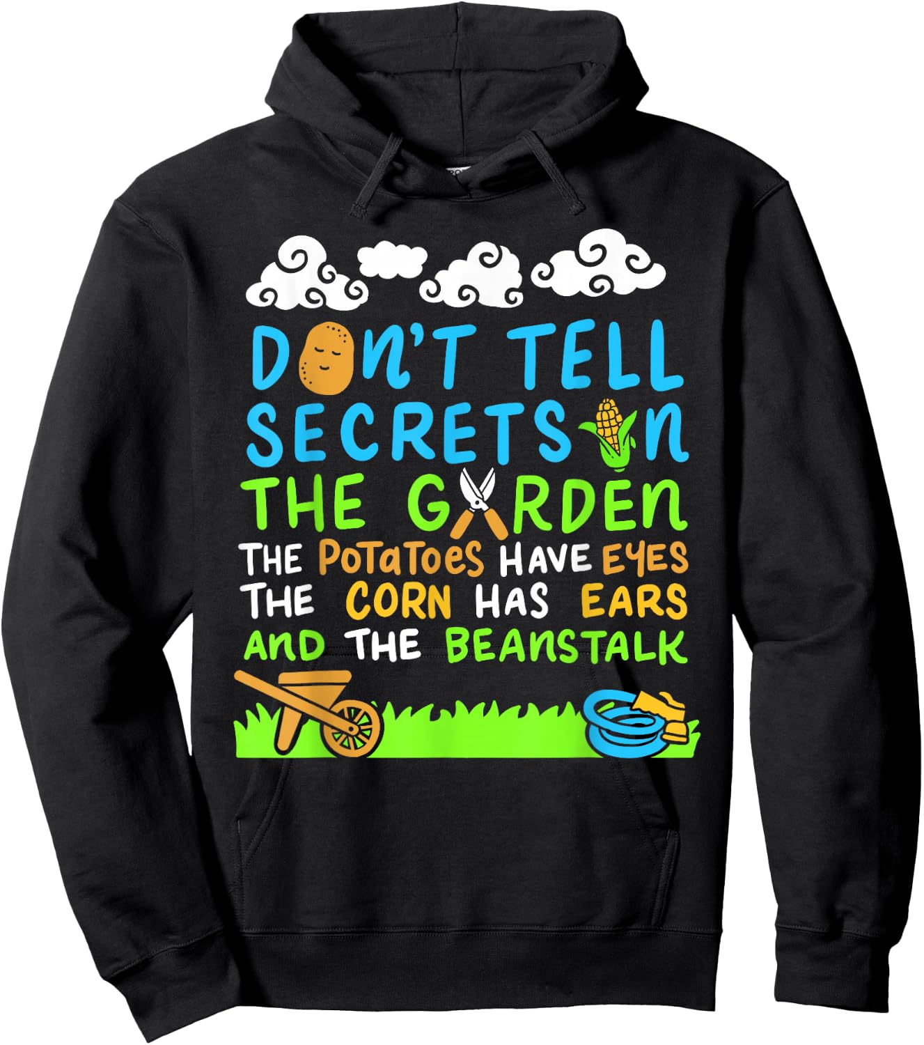 Don't Tell Secrets In The Garden Funny Vegetable Gardener Hoodie - Hoodie | Black