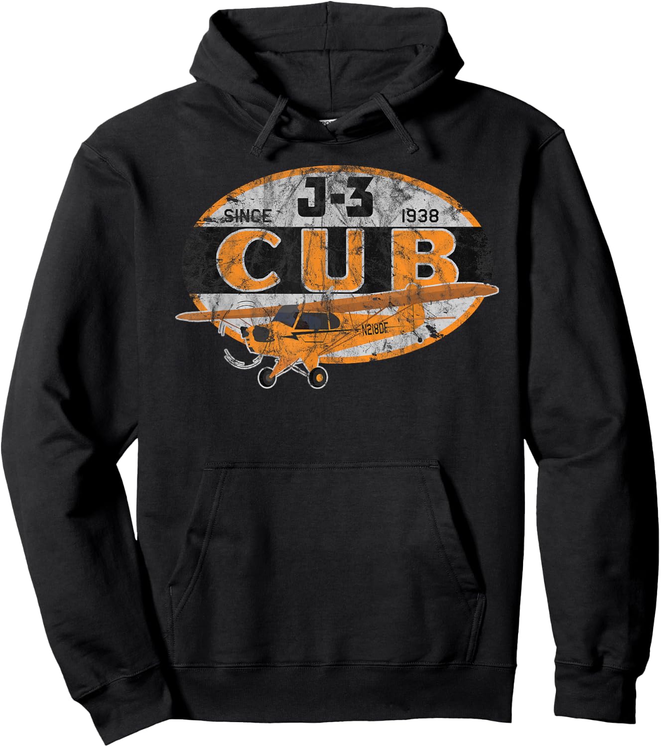 J-3 Cub "Since 1938" Classic Airplane Vintage Pilot Hoodie - Hoodie | Black