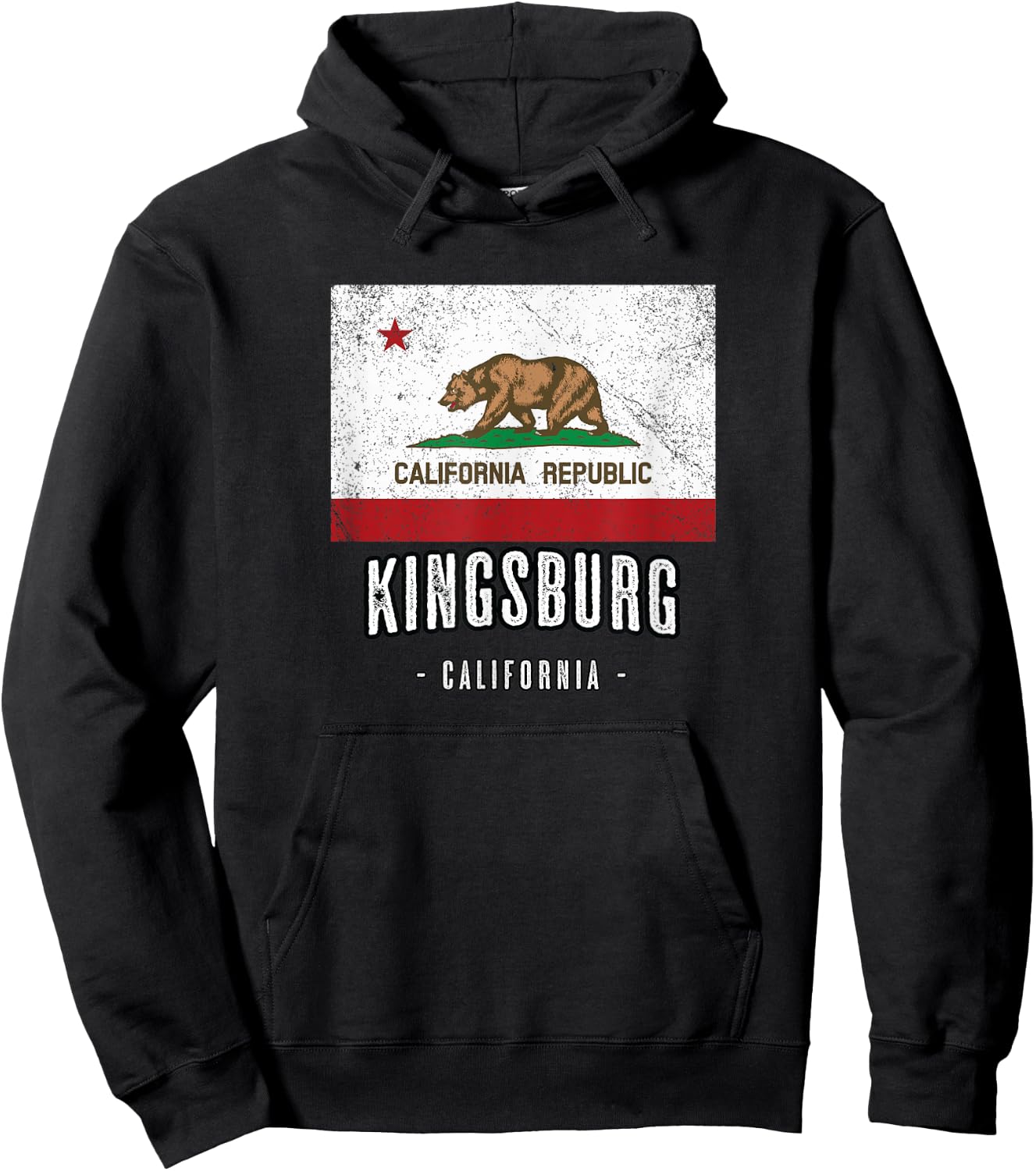 KINGSBURG - California | Cali City Souvenir - CA Flag Hoodie - Hoodie | Black