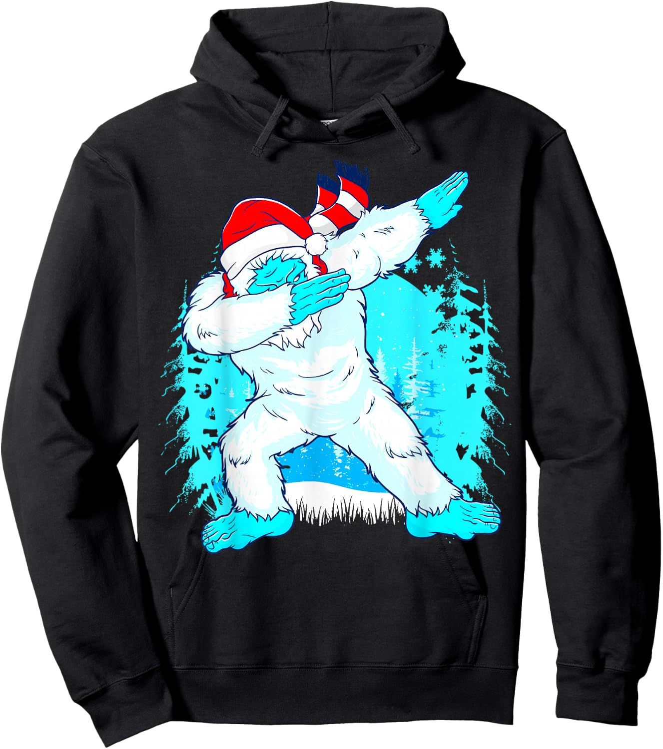 Christmas Dabbing Yeti Abominable Snowman Squatch Kids Boys Hoodie - Hoodie | Black