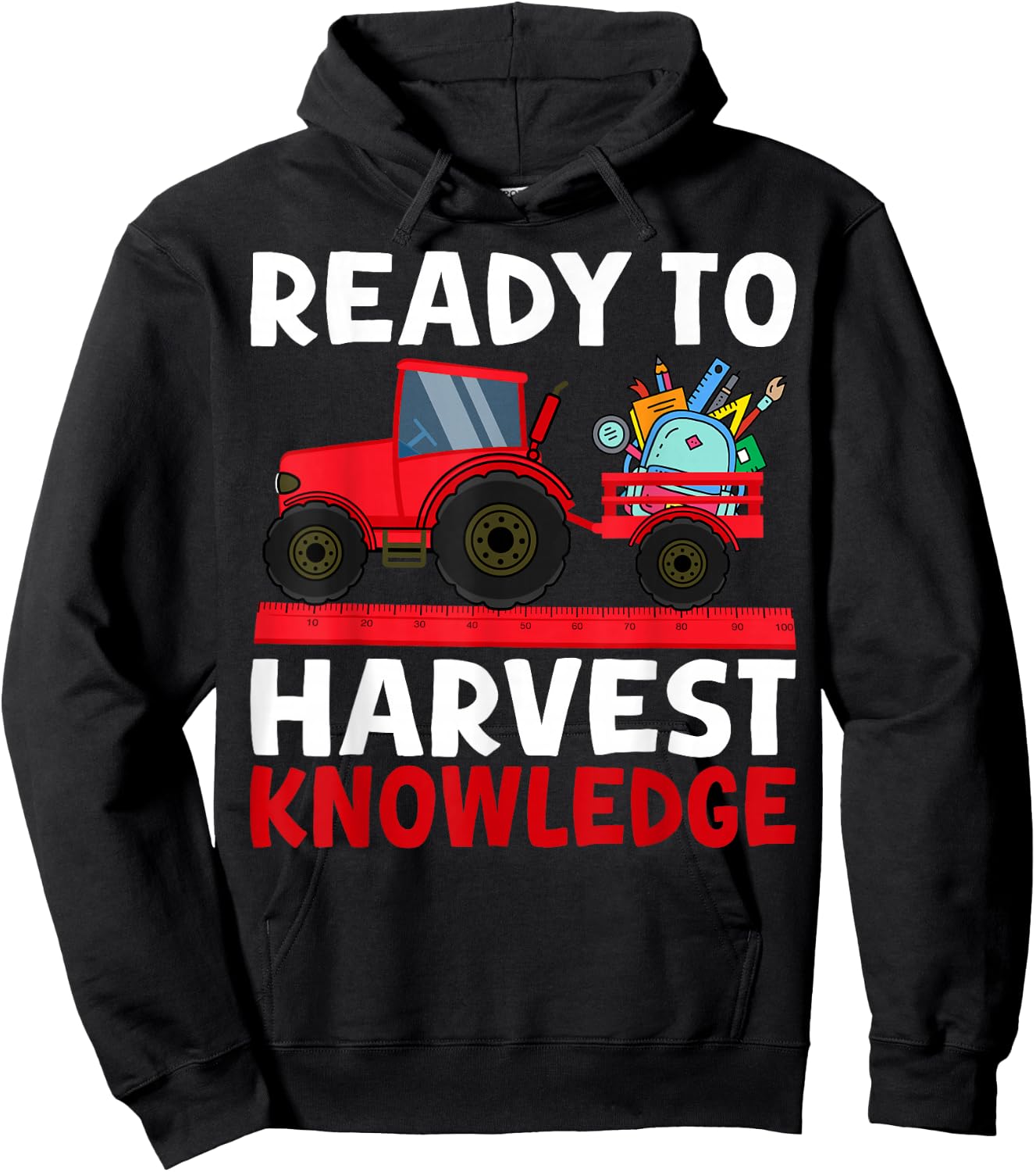 Back to School Tractor Farmer Boys First Day of School Kids Hoodie - Hoodie | Black