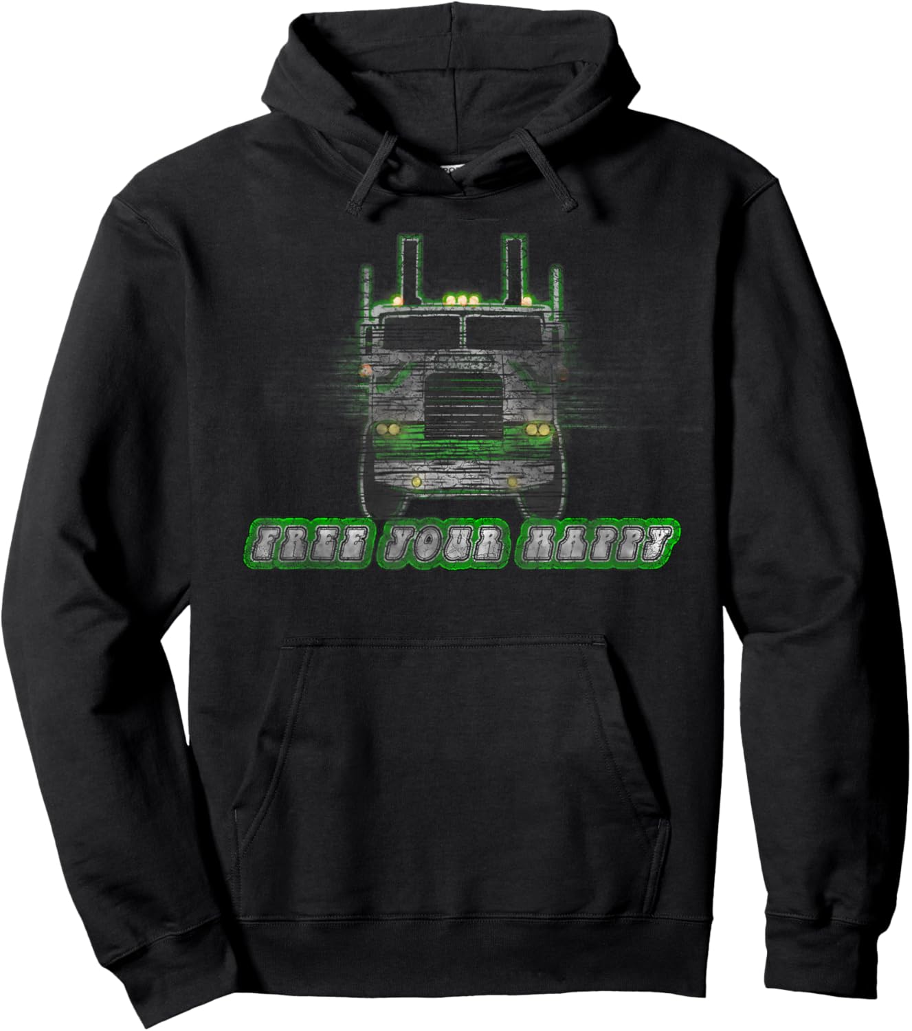 Vintage Old School Trucker Cabover Semi Truck Hoodie - Hoodie | Black