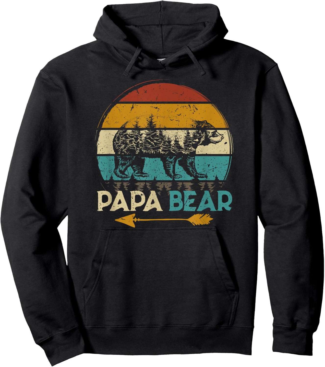 Father's Day Papabear Funny Dad Baby Bear Retro Vintage Hoodie - Hoodie | Black