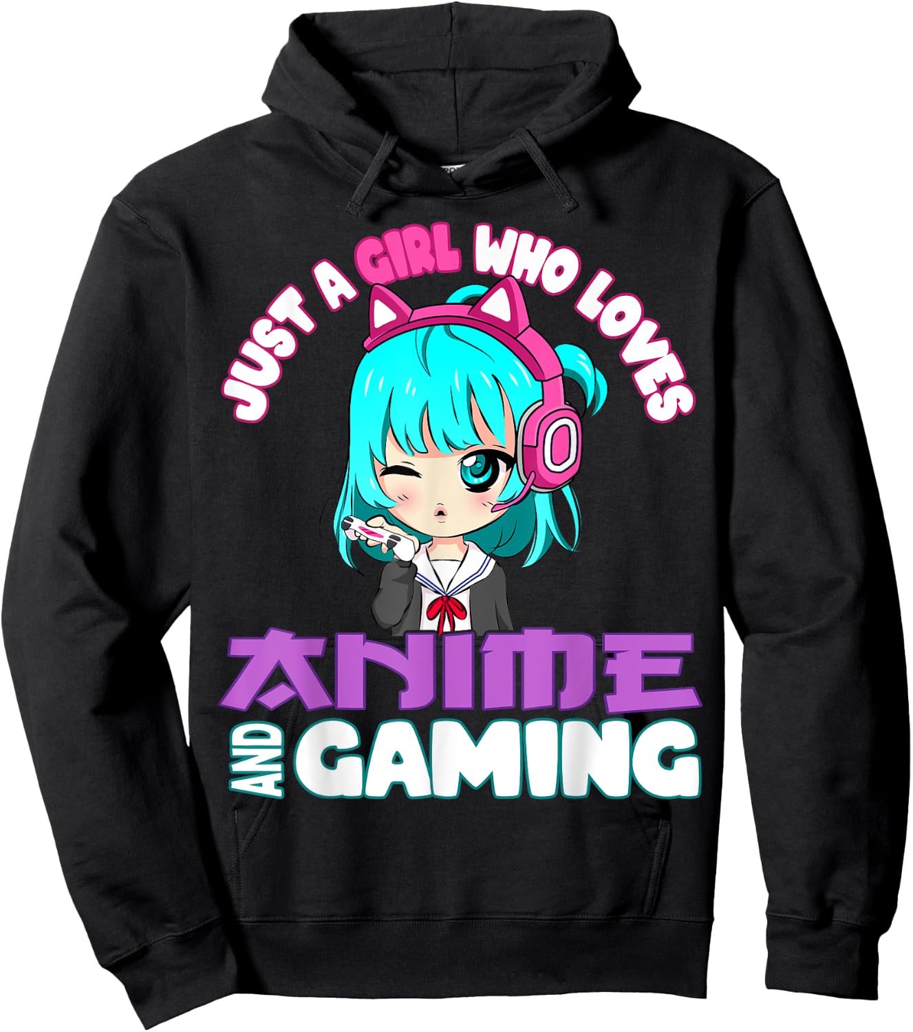 Just a Girl who loves Anime and Gaming chibi Video Games Hoodie - Hoodie | Black