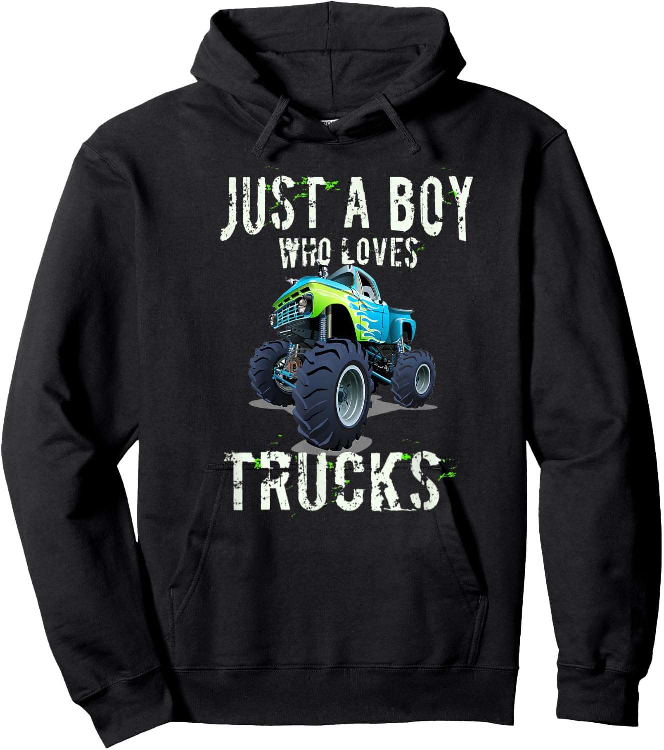 Kids Monster Truck T Shirt Gift Just a Boy Who Loves Trucks Hoodie - Hoodie | Black