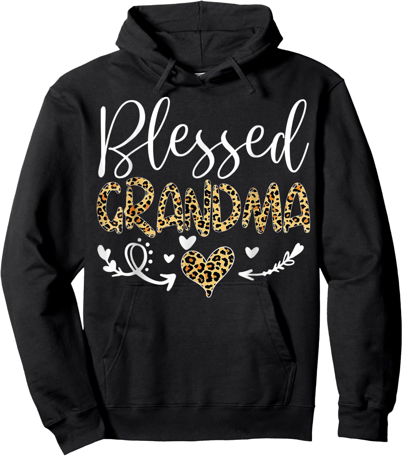 Leopard Blessed Grandma For Grandmother Granny Mimi Mother Hoodie - Hoodie | Black