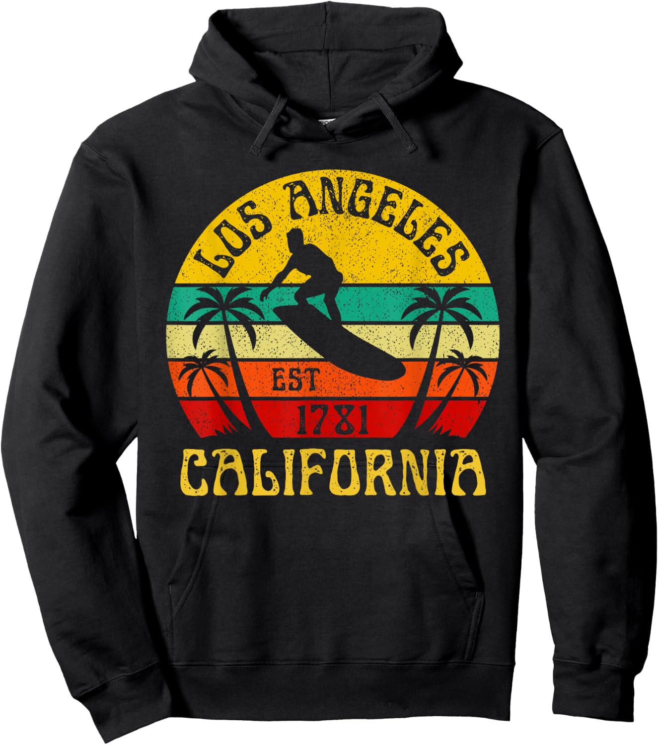 Los Angeles California Beach Surf Summer Vacation Vintage Hoodie - Hoodie | Black