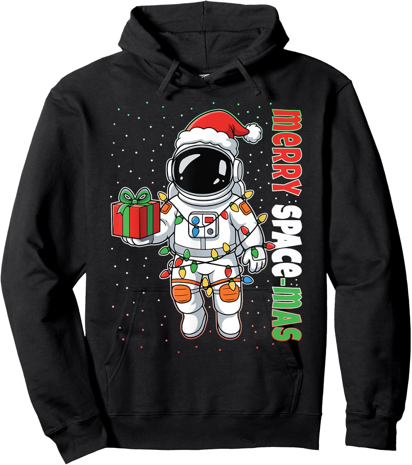 Merry Space-Mas Funny Christmas Santa Astronaut Spaceman Hoodie - Hoodie | Black