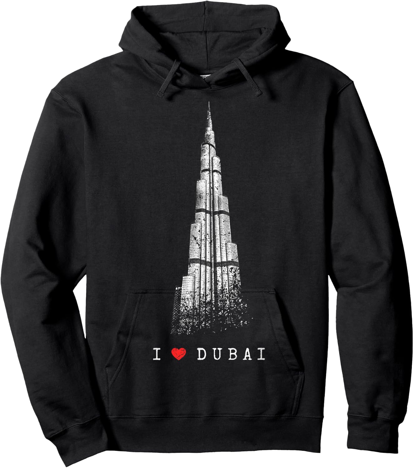 Dubai Burj Khalifa Vintage Skyline I Love Emirate Of Dubai Hoodie - Hoodie | Black